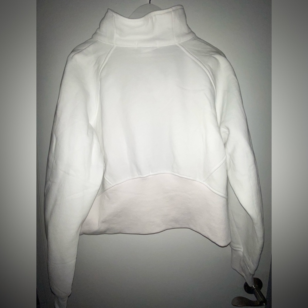 E FAN Women's White Oversized Half-Zip Cropped Pullover Sweatshirt XL - Picture 5 of 8